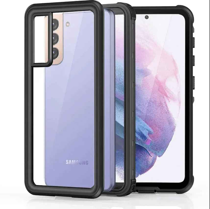 Redpepper Samsung Galaxy S21 Plus waterproof shockproof case by TechPlus, full body cover protecting the phone from water and impacts.