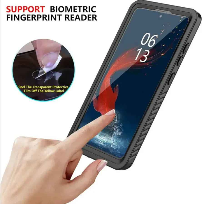 Techplus Redpepper waterproof case for Samsung S22, protective mobile phone case with clear design and waterproof features.