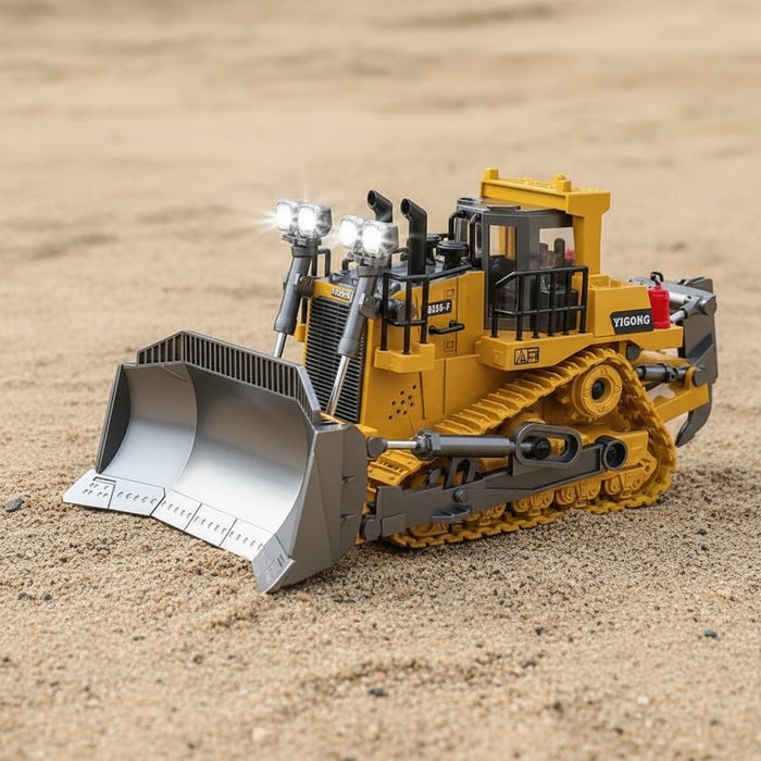 Remote control 1:24 scale bulldozer from the engineering vehicles series, 9-channel 2.4G dealonline.co.nz brand.