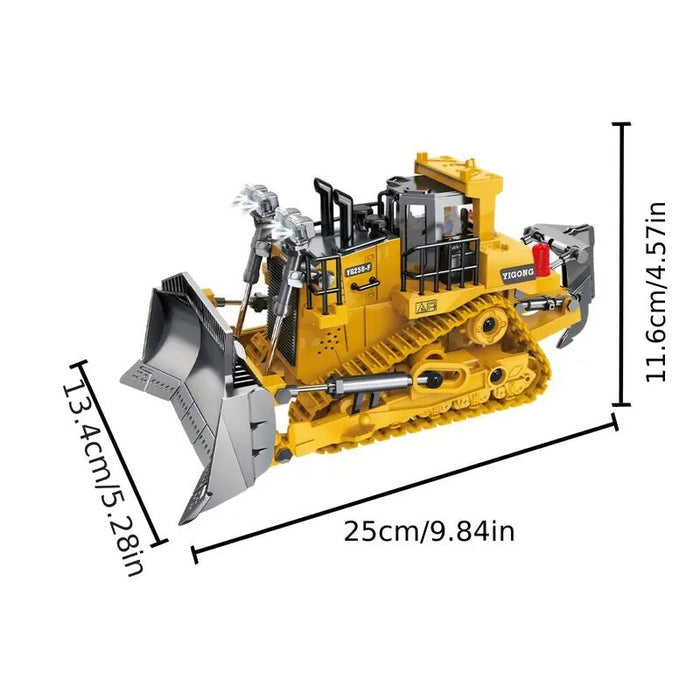 Remote control 1:24 scale bulldozer from dealonline.co.nz, 9-channel engineering vehicle with detailed design and realistic features.