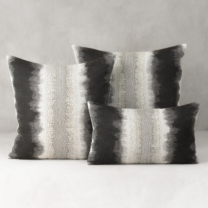 ombre striped pillows in charcoal gray with chenille center band