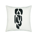 Ivory textured pillow with charcoal velour details in square size for artistic indoor and outdoor decor