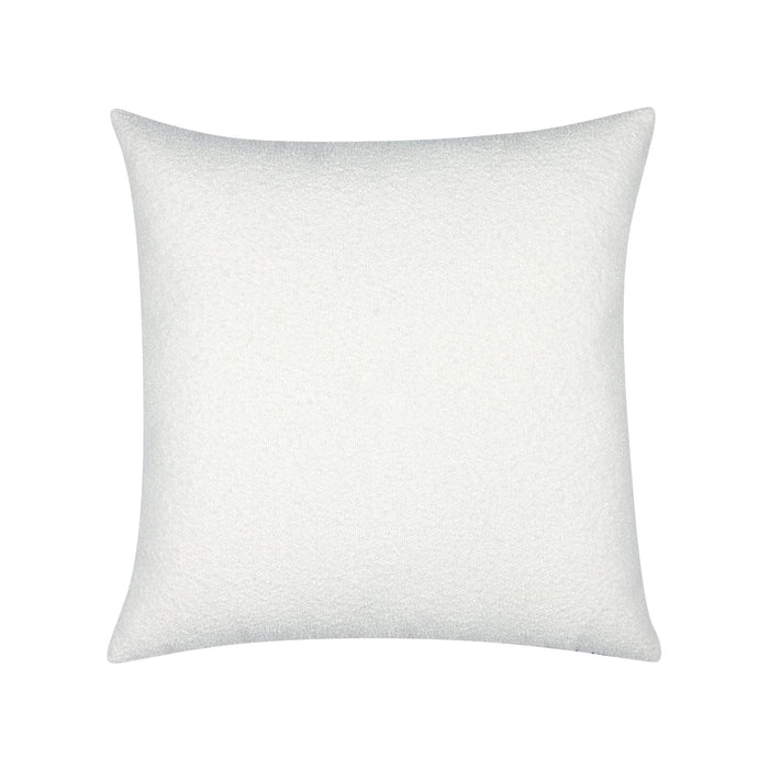 Back image of Ivory textured pillow with charcoal velour details in square size for artistic indoor and outdoor decor