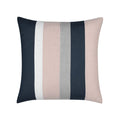 blush pink, indigo and gray striped pillow in square size for timeless indoor and outdoor decor