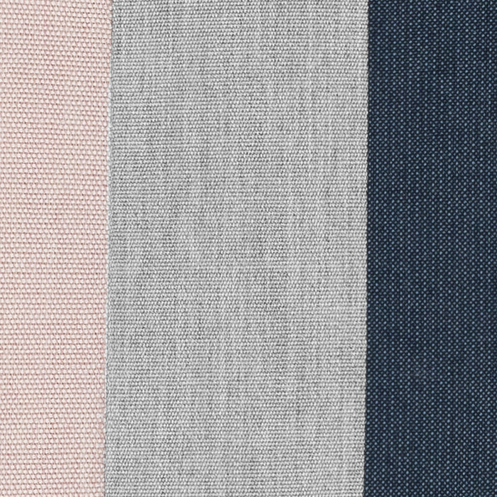 Detail image of Blush pink, indigo and gray striped pillow square size for transitional indoor and outdoor decor