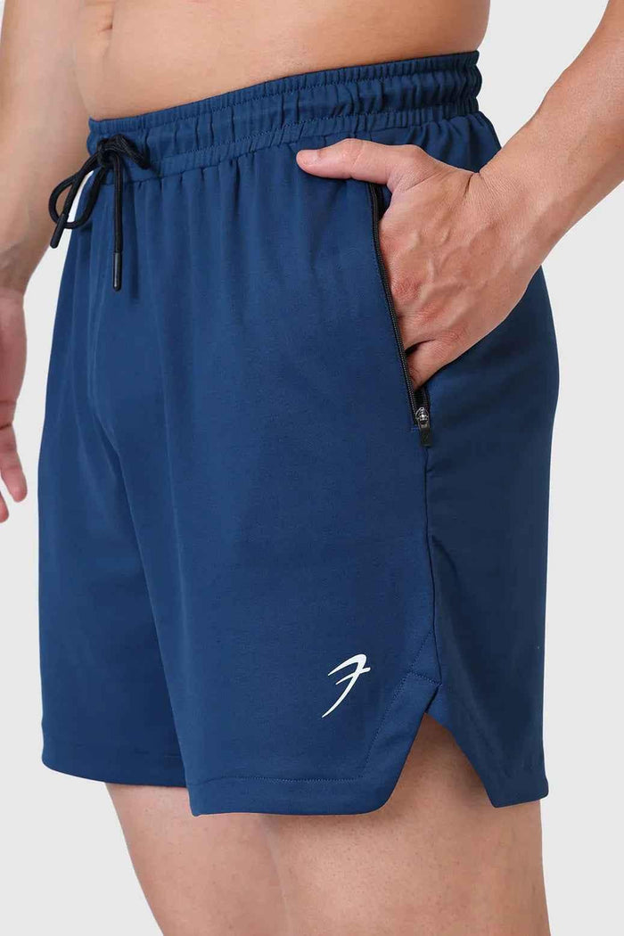Fuaark Nz teal Rush Shorts for men, showcasing a comfortable fit and stylish design with a focus on soft teal fabric.