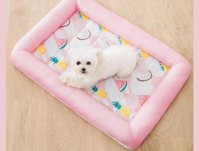 Soft breathable pet cooling mat for dogs and cats, lightweight and comfortable for summer use, ideal for keeping pets cool.