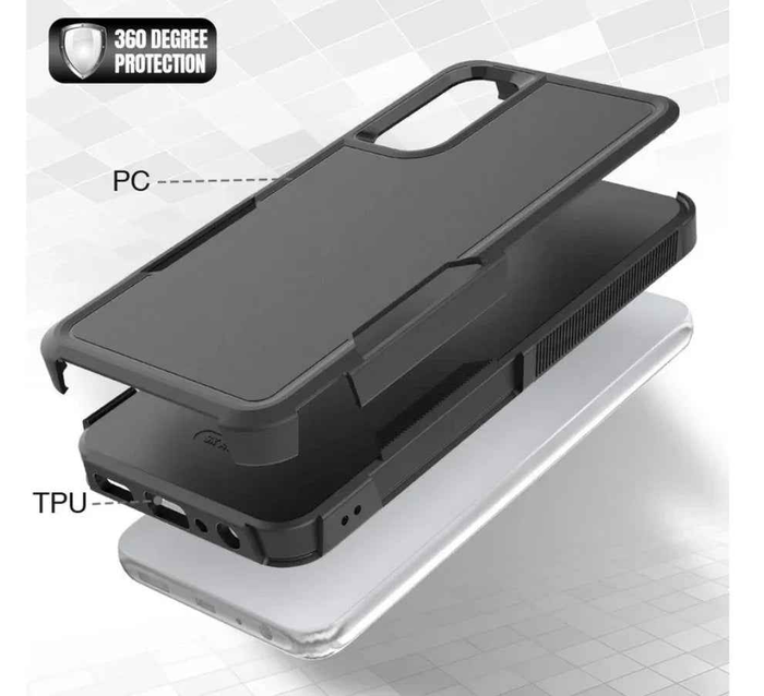 Samsung Galaxy A05 dual-layer armor hard case in black by techplus, providing durable protection for mobile phones.