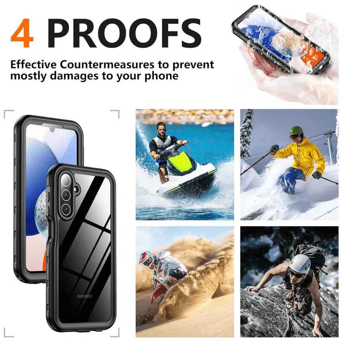 Techplus Samsung Galaxy A14 waterproof mobile phone case in red pepper color, offers full protection for 4G and 5G models.