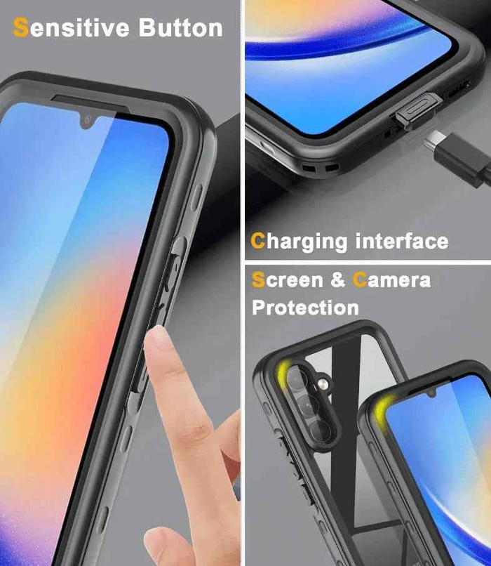 Techplus Samsung Galaxy A15 waterproof phone case in red pepper color, offering full protection for 4G and 5G models.