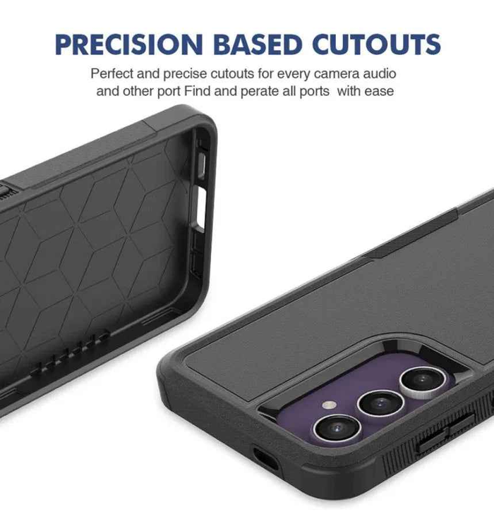Techplus Samsung Galaxy S24 FE dual layer armor hard phone case showing rugged design and protective features.