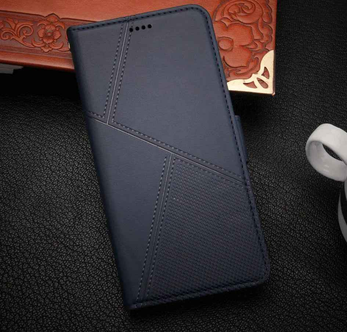 Techplus Samsung Galaxy S25 FE flip wallet case with cowhide dot pattern, black mobile phone case for stylish protection