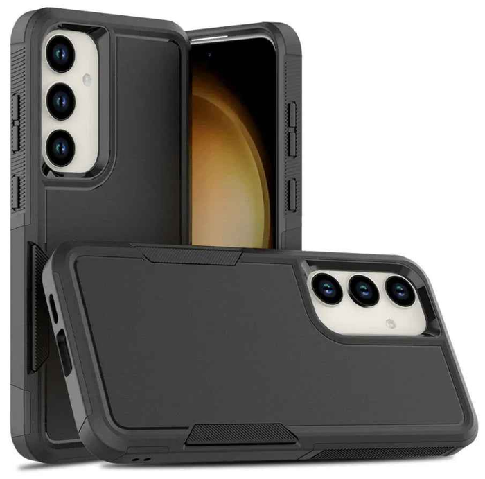 Techplus Samsung Galaxy S25 Plus dual-layer armor hard case protecting the phone with a rugged, durable design.