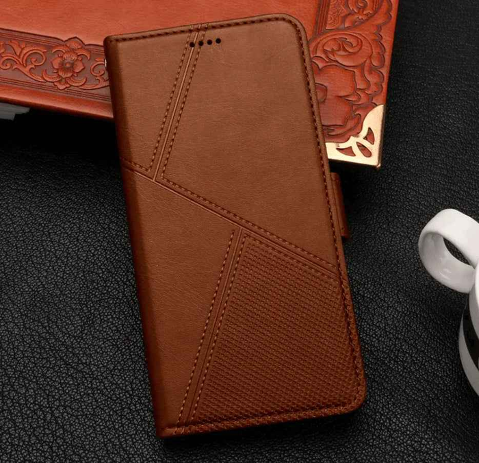 TechPlus Samsung Galaxy S26 flip wallet case in black with cowhide dot pattern, designed for stylish mobile protection.