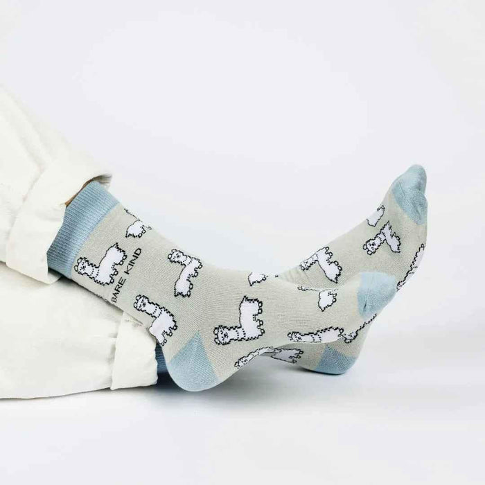 Barekind NZ bamboo socks featuring alpaca design, adult size 4-7, soft and comfortable for everyday wear.