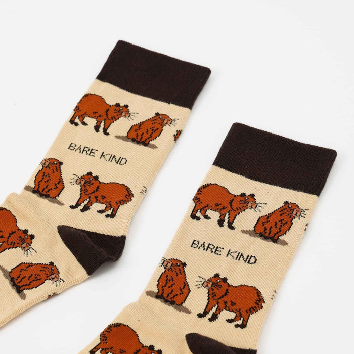 Barekind NZ bamboo socks featuring colorful capybara design, comfortable and eco-friendly socks for adults.