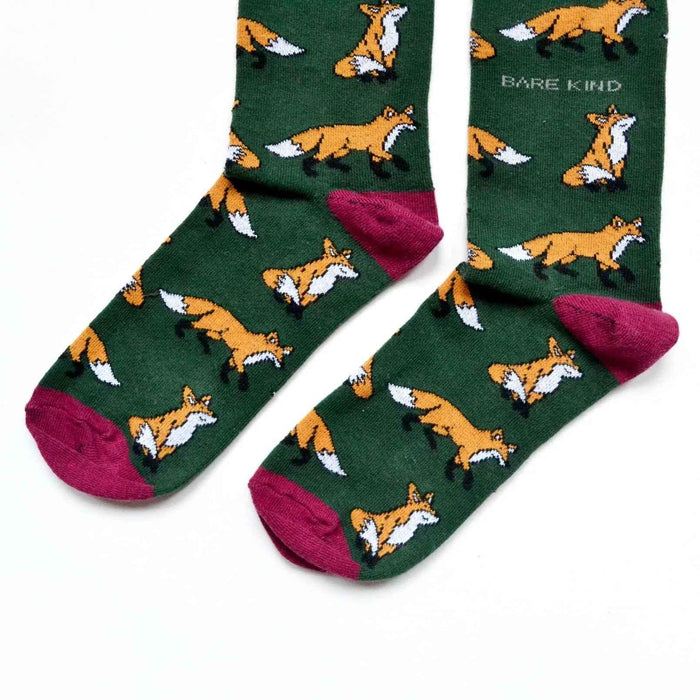 Barekind NZ bamboo socks featuring a colorful fox design, soft and comfortable socks for adults.