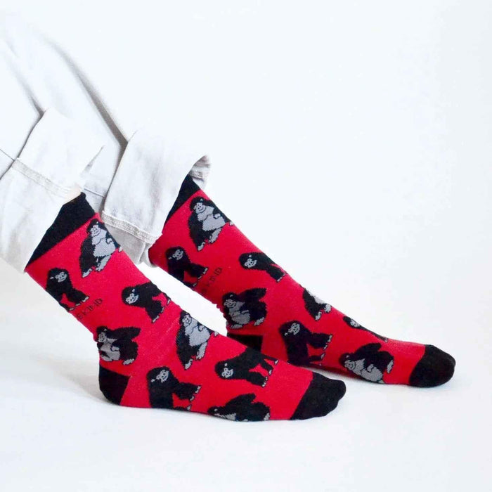 Barekind NZ bamboo socks featuring Save the Gorillas design for adults, made from eco-friendly bamboo fabric.