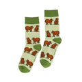 Barekind NZ bamboo socks featuring a green capybara design, adult size 4-7, soft and eco-friendly socks for everyday wear.