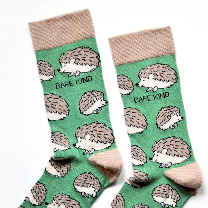 Barekind NZ bamboo socks for adults featuring a Save the Hedgehogs design, soft and eco-friendly footwear.