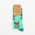 Barekind NZ bamboo socks featuring Save the Koalas design, comfortable adult socks made from sustainable bamboo fabric.