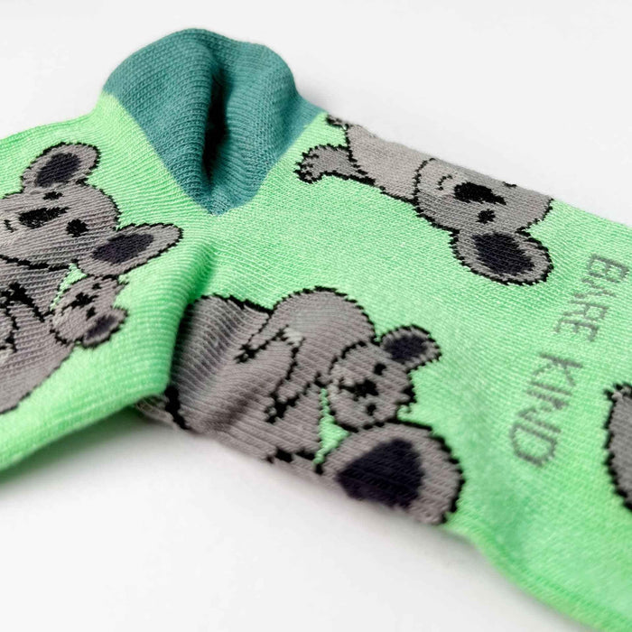 Barekind NZ bamboo socks featuring koala designs, made for adults, comfortable and eco-friendly for everyday wear.