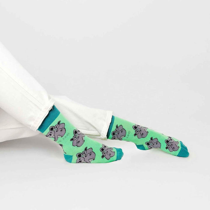 Barekind NZ Save the Koalas bamboo socks for adults, soft and eco-friendly socks featuring a koala design, made from bamboo material.