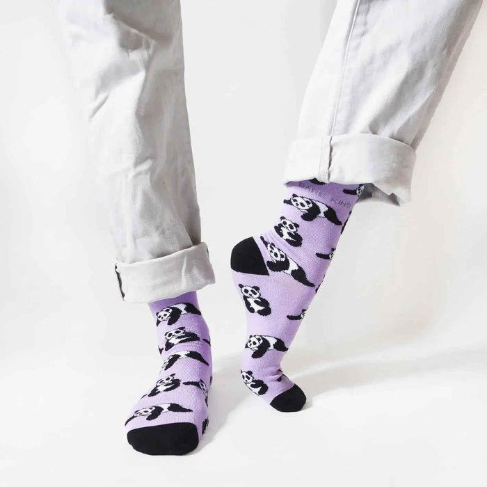 Barekind NZ bamboo socks featuring a panda design, adult size 4-7, eco-friendly and comfortable for everyday wear.