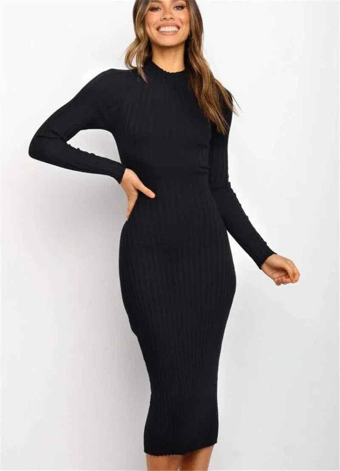 Black Sculpted Fit Back Bow Dress by Stylish 3Sixty5, showcasing a fitted silhouette and elegant back bow detail.