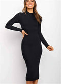 Black Sculpted Fit Back Bow Dress by Stylish 3Sixty5, showcasing a fitted silhouette and elegant back bow detail.
