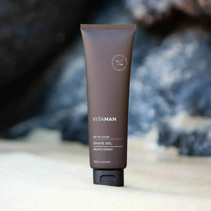 VITAMAN Australia shave gel for beard and face care, creamy texture and soothing formula for a close shave.
