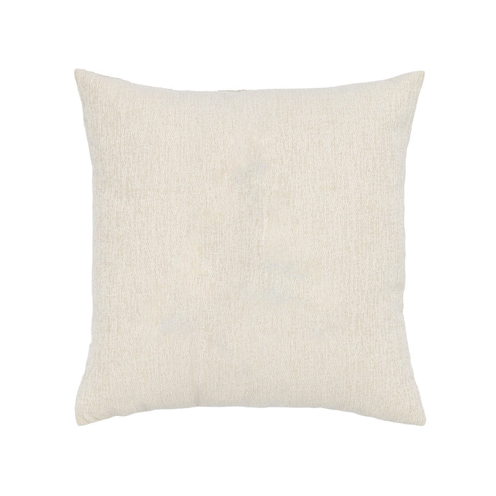 Back image of Black stitched tree motif on textured ivory ground pillow square size for festive indoor and outdoor decor