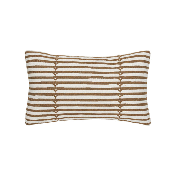 Caramel striped pillow lumbar size for earthy indoor and outdoor decor