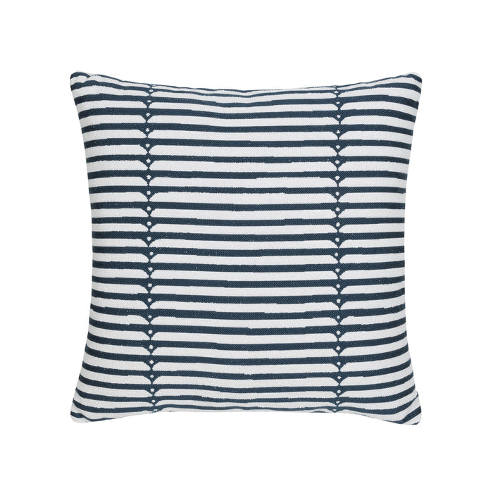 Denim blue striped pillow square size for nautical indoor and outdoor decor