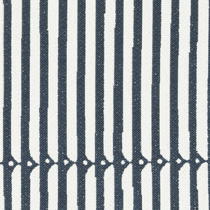 Detail image of Sophisticated stripe in deep denim on ivory boucle ground outdoor safe woven fabric