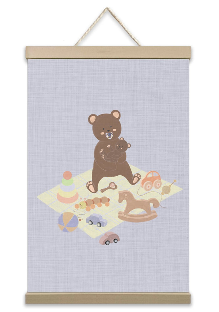 Singing Lullabies to Teddy Bear - Prints Wall Art Decor - Little Whispers