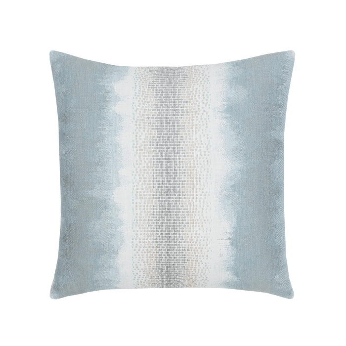 Light blue ombre pillow with chenille center band lumbar size for contemporary indoor and outdoor decor