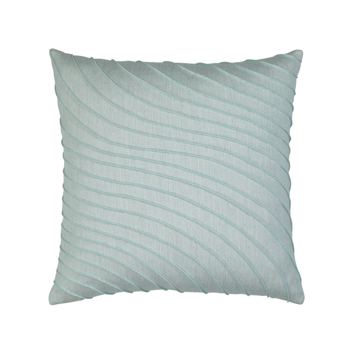 Pillow made from Soft glacier blue outdoor safe woven fabric with solid color