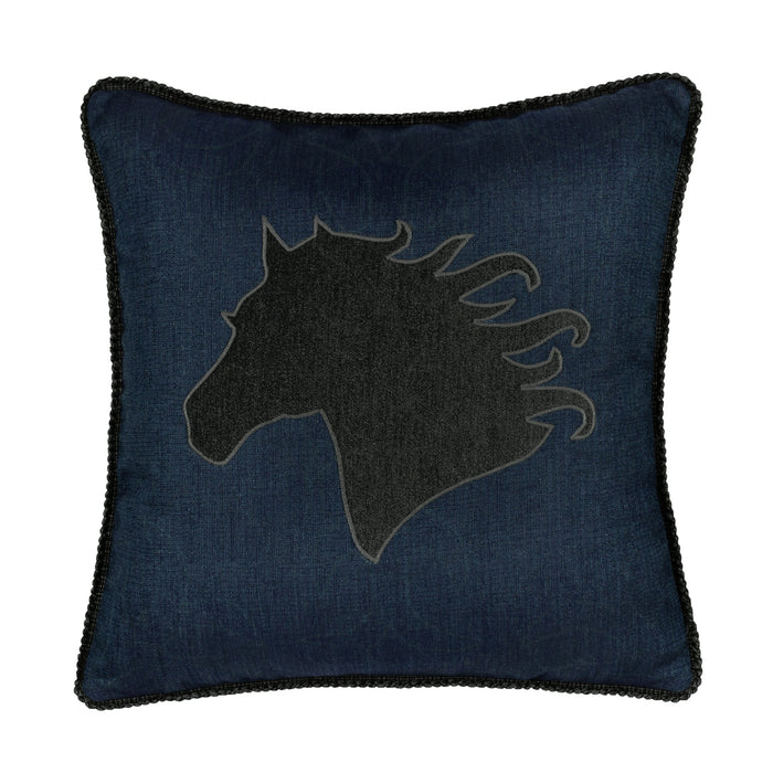 Pillow made from Deep indigo outdoor-safe woven fabric with luxurious texture – Solid Indigo by Elaine Smith