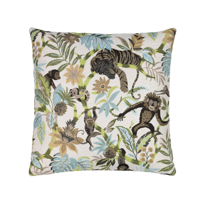 Pillow made from Elegant pearl-toned outdoor safe woven fabric