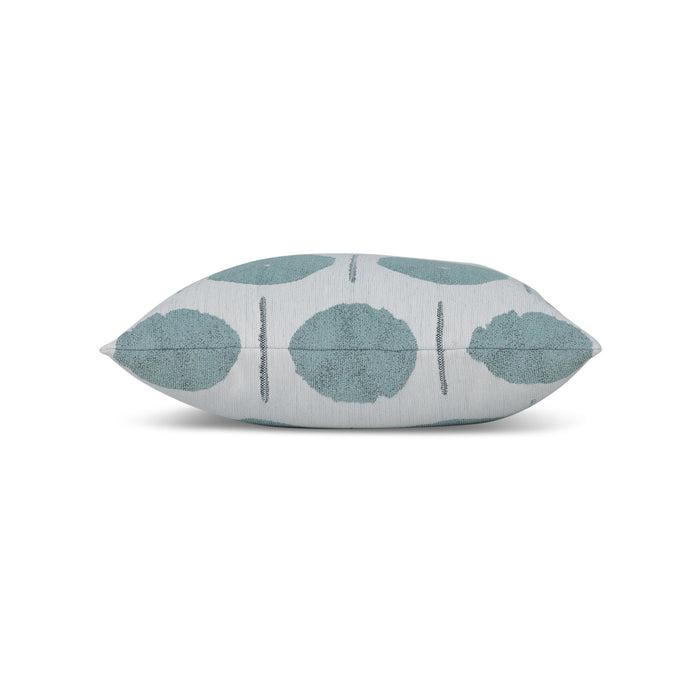 Side image of Blue medallion pillow square size for stylish indoor and outdoor decor