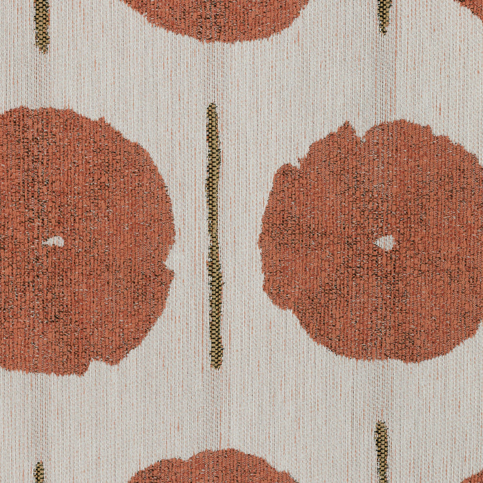 Detail image of Artful circle motif in papaya orange on outdoor-safe fabric – Solstice Papaya by Elaine Smith