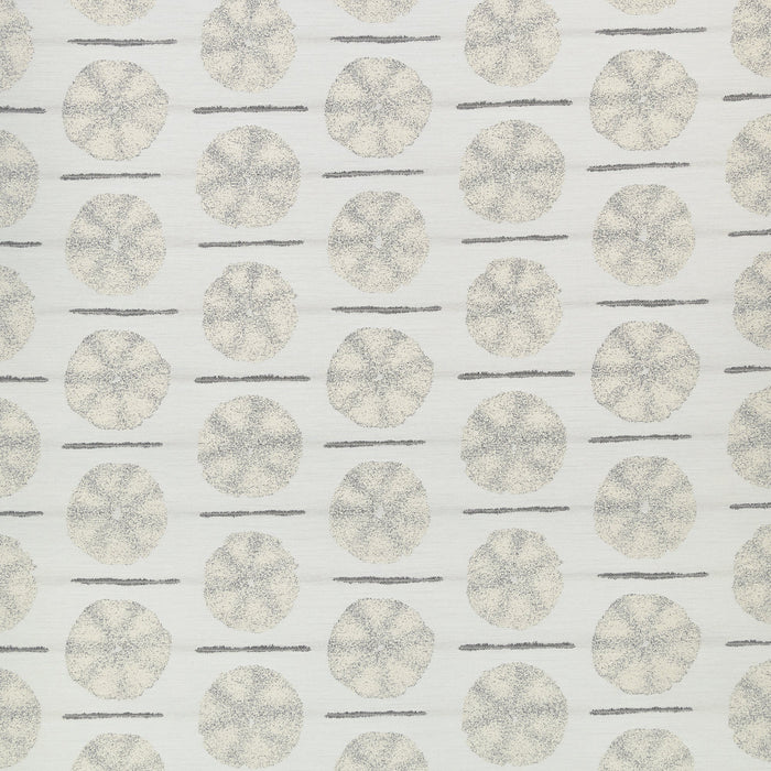 Neutral-toned artistic circle pattern in durable outdoor safe fabric – Solstice Sand by Elaine Smith-full fabric repeat image