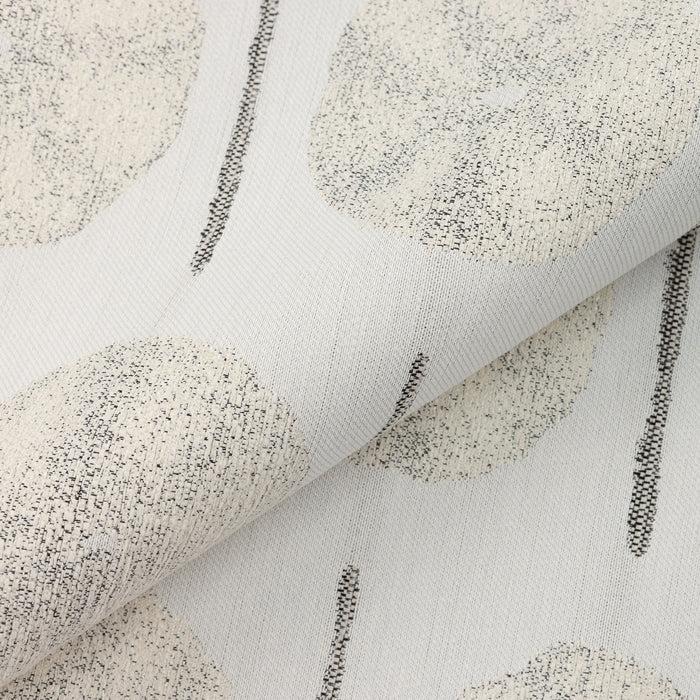 Close shot texture image of Neutral-toned artistic circle pattern in durable outdoor safe fabric – Solstice Sand by Elaine Smith