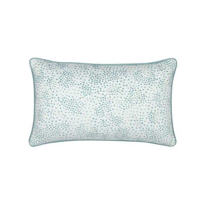 Back image of Blue mini flecked pillow lumbar size for elegant indoor and outdoor decor