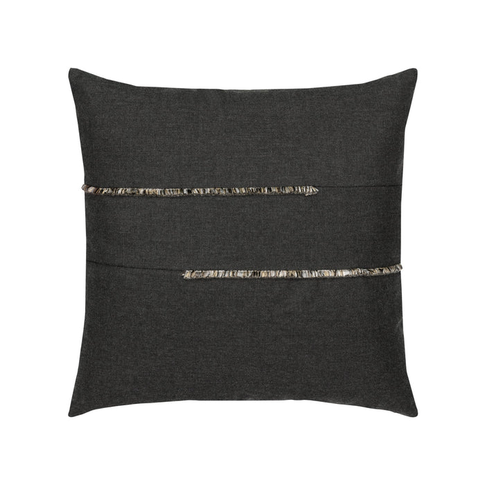 Pillow made from Solid carbon black outdoor-safe woven fabric