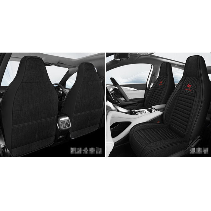 Dealonlinenz sport style synthetic linen bucket car seat covers set, breathable flax material, full set for vehicle protection