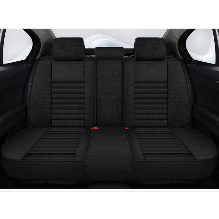 Dealonlinenz Sport Style synthetic linen bucket car seat covers set in breathable flax linen material, designed for full vehicle protection.