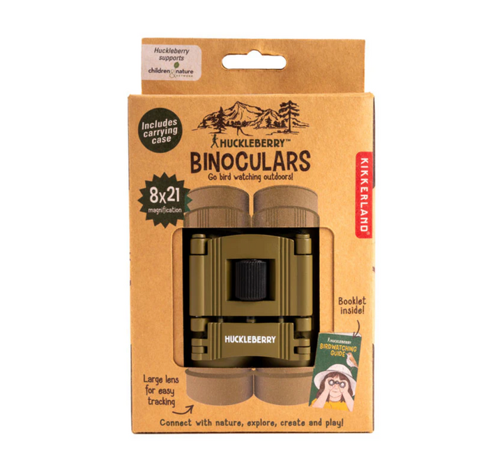 Kikkerland Huckleberry binoculars packaging on a white background