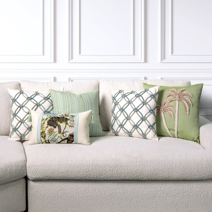 indoor environmental image of indigo coordinated pillow group by Elaine